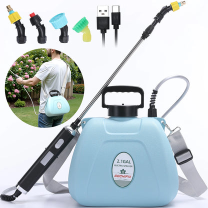 2.1 Gallon Electric Garden Sprayer with Adjustable Shoulder Strap/ Waterproof Handle/ Automatic Plant Mister/ 2000mAh Battery