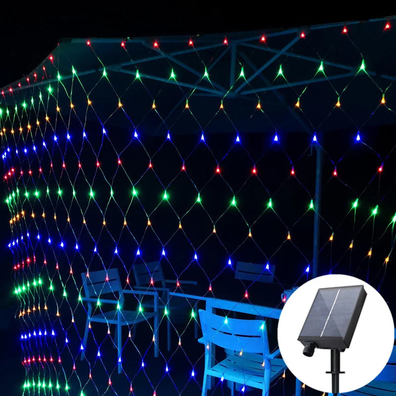 Solar LED Net Mesh Fairy String Lights For Outdoor Decor