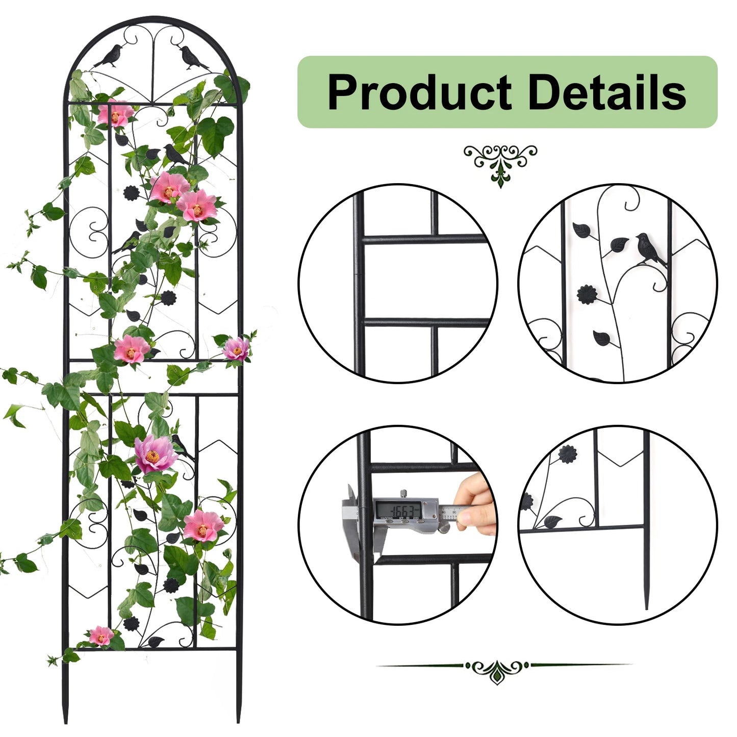 2-Pack Garden Trellis For Potted Vines And Vegetables, Metal