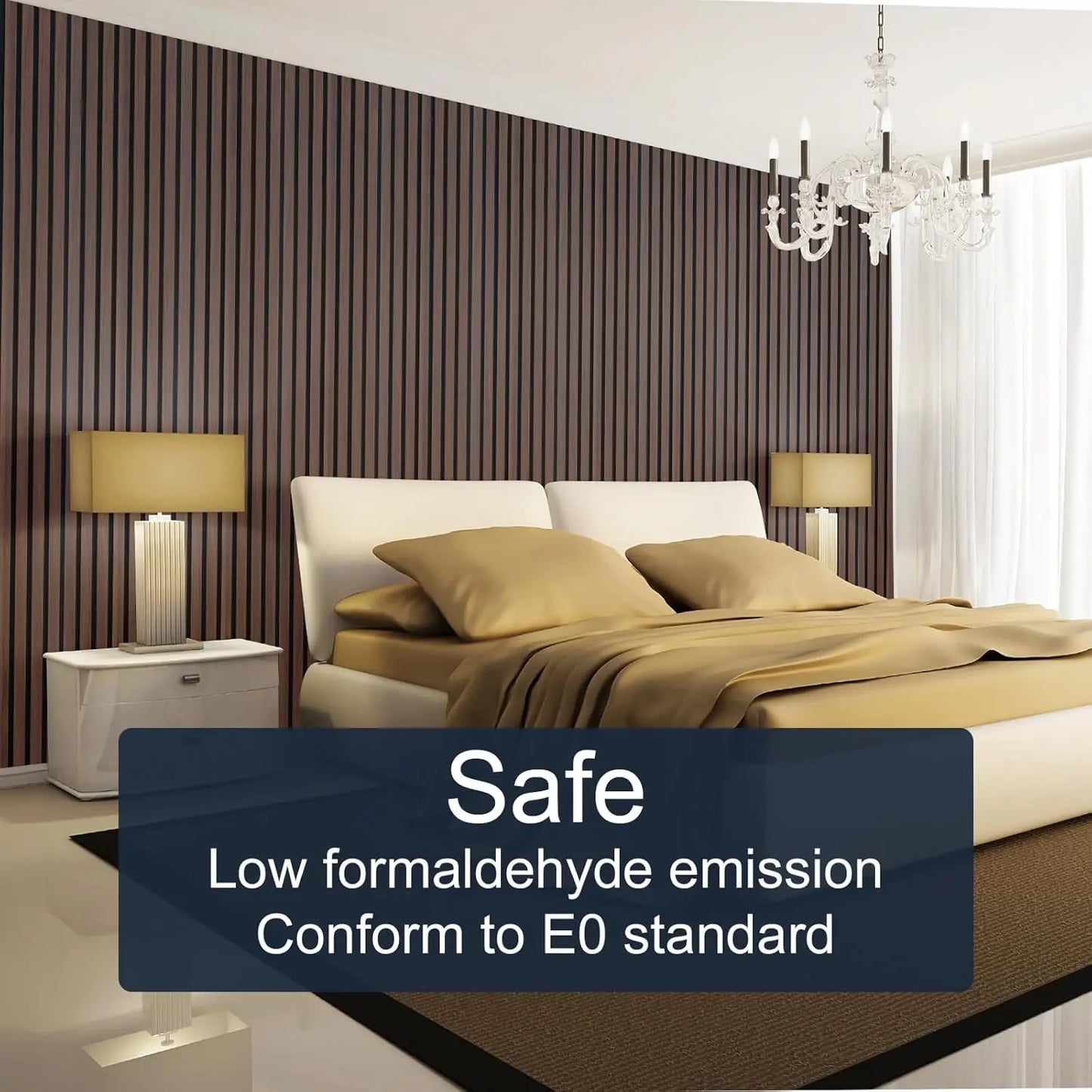 Wood Panels for Wall, 4-Piece 96" x 12.6" Soundproof Wood Slat Wall Panel for Interior Wall Decor Noise Cancelling(Dark Walnut)