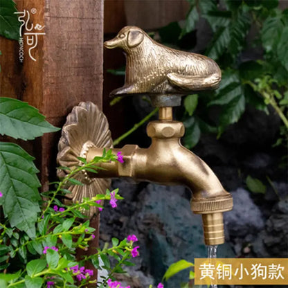 Bathroom Garden Faucet Antique Brass Kindergarden Wall Mount Animal Cold Water Faucet Basin Faucet