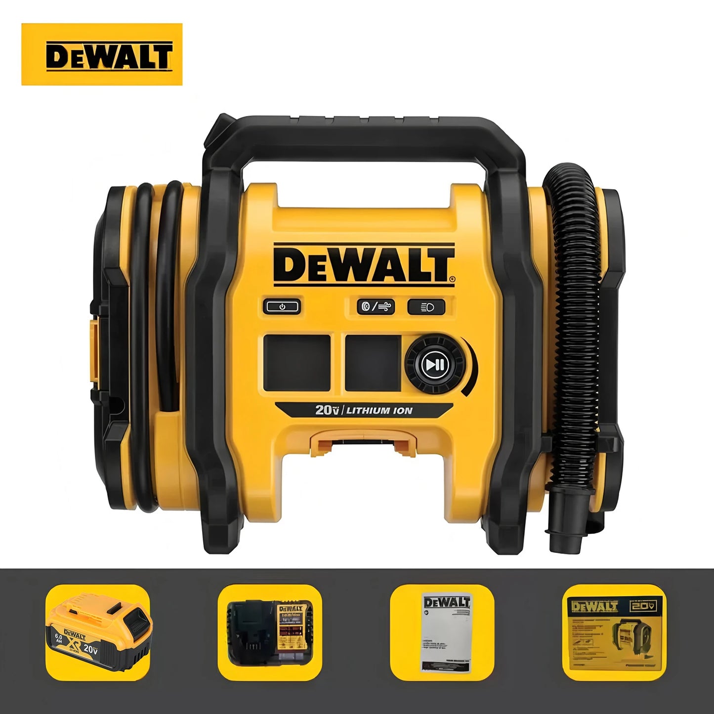 DEWALT 20V Corded/Cordless Air Inflator 160 PSI Tire Inflator Electric Air Pump Blower Power Tools 1/2PC battery