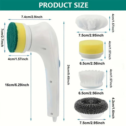 Cleaning Brush – Sponge Material, Powerful Stain Removal, Multiple Brush Heads.