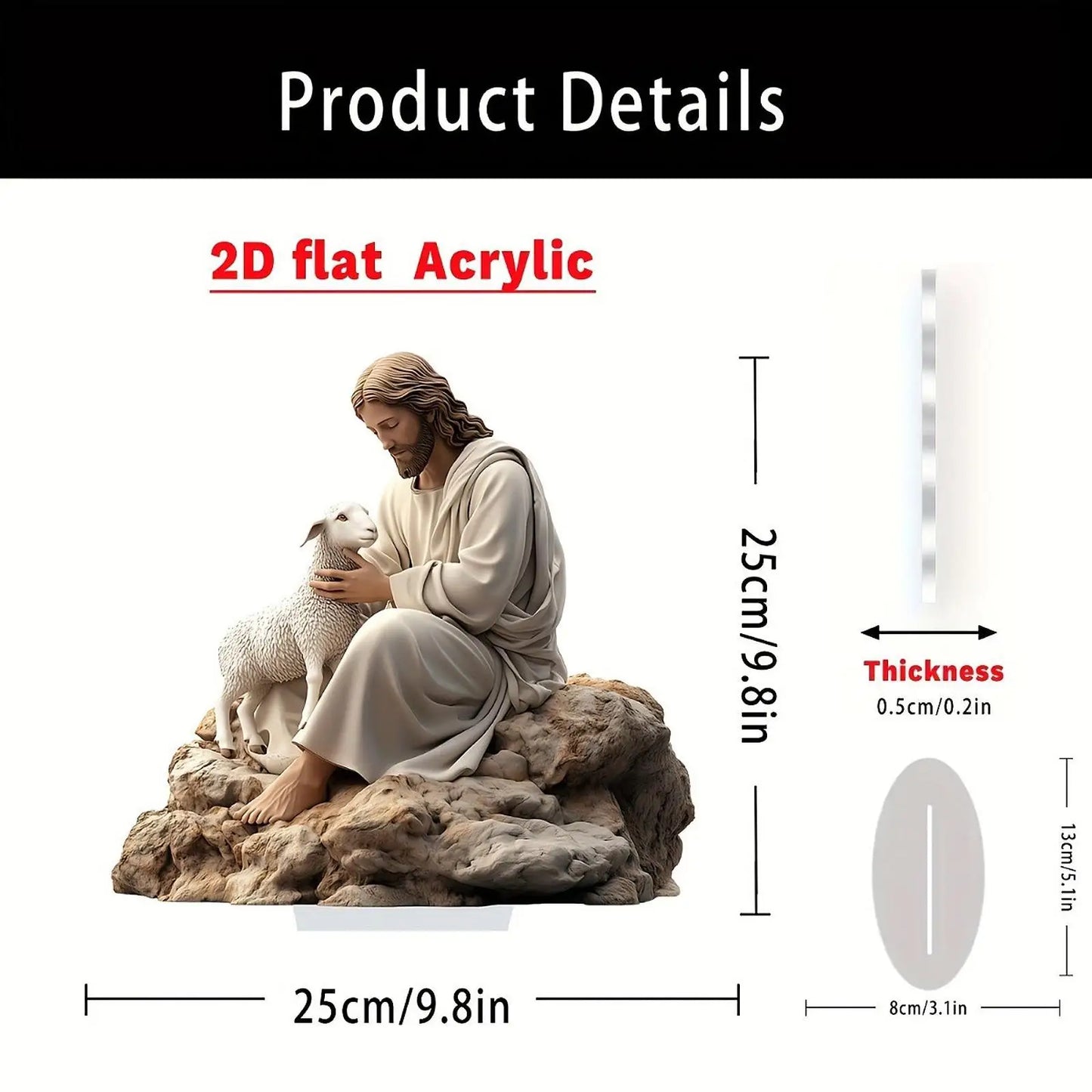 Christmas Jesus Sheep Table Decor 2D Flat Acrylic Figurine for Christmas