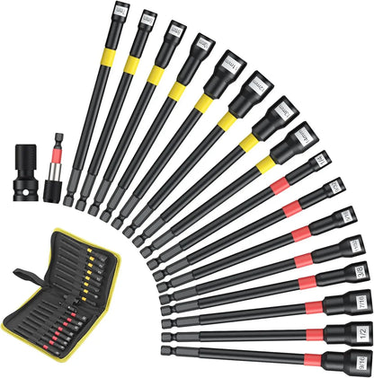 Magnetic Nut Driver Set 18-Piece With Extensions And Impact Adapter