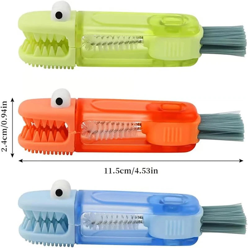 Cartoon Crocodile 3-In-1 Cup Cleaning Brush Nylon Bristles