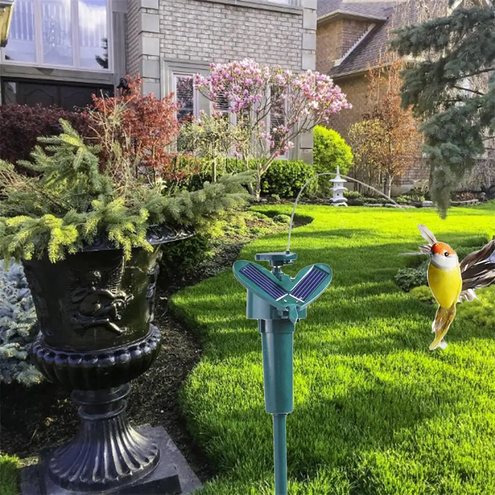 1pc Solar Rotating Bird Funny Flying Hummingbird Solar Powered Birds Stake Auto Flying Fluttering Toy Garden Decoration Ornament