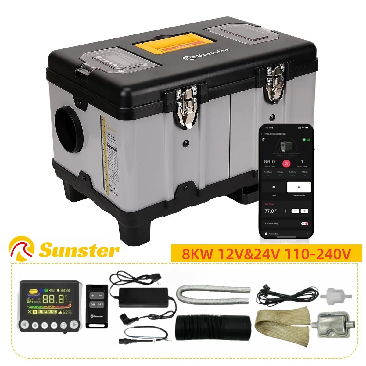 Sunster 8KW Diesel Air Heater TB10 Bluetooth Parking