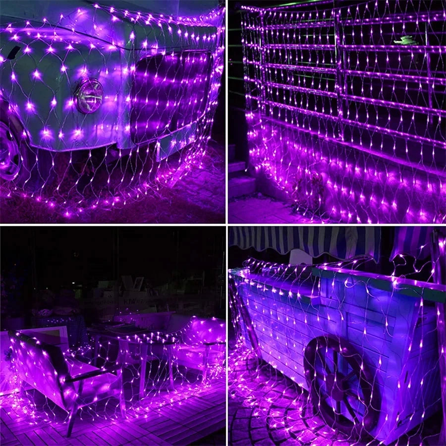 Solar LED Net Mesh Fairy String Lights For Outdoor Decor