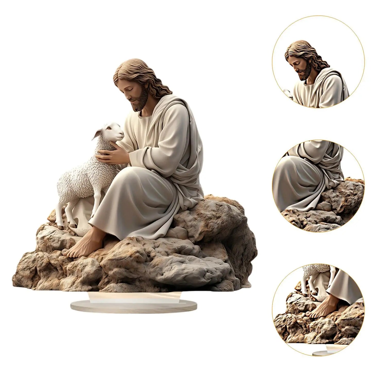 Christmas Jesus Sheep Table Decor 2D Flat Acrylic Figurine for Christmas