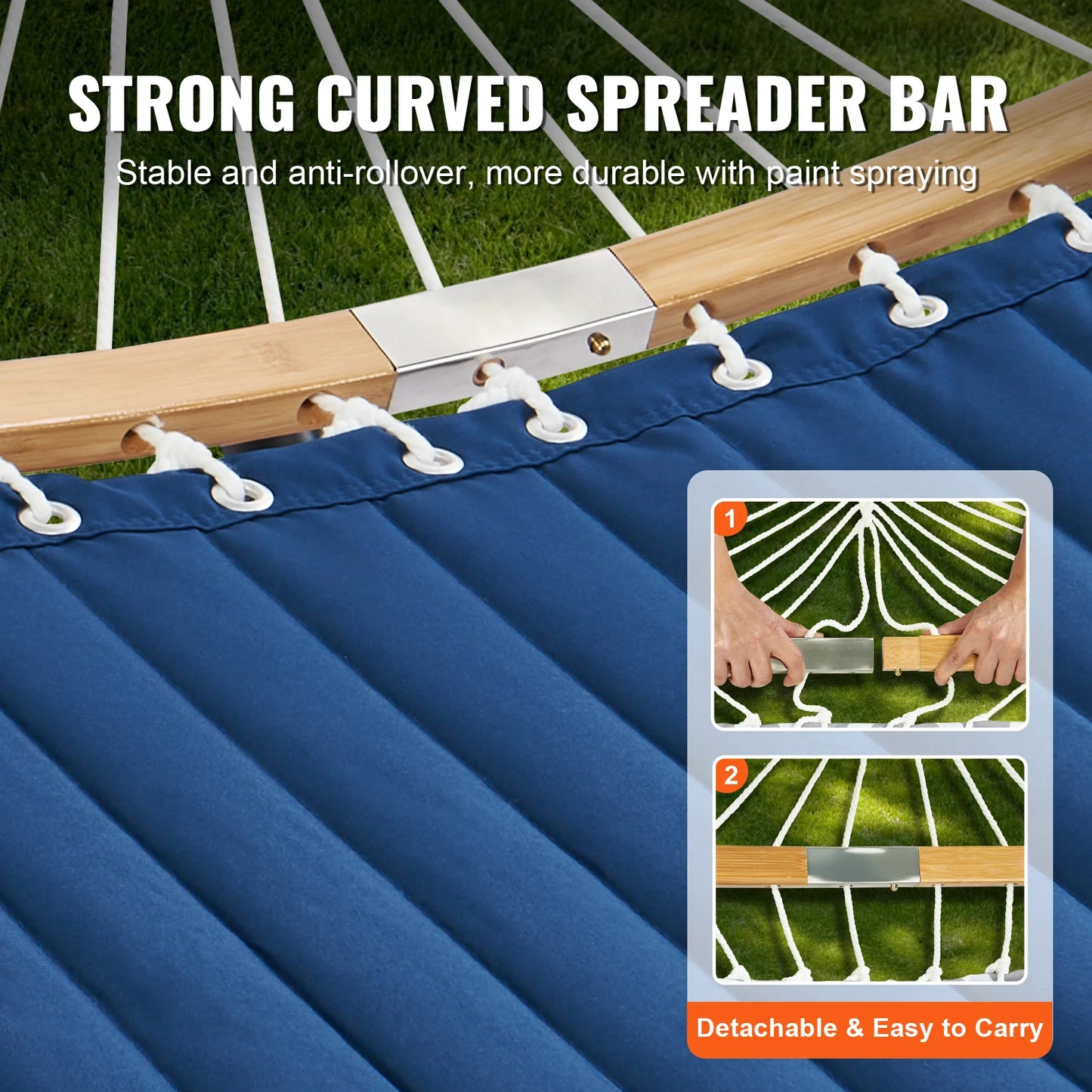 SucceBuy Two Person Hammock With Curved Spreader Bar And Stand