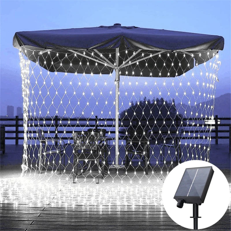 Solar LED Net Mesh Fairy String Lights For Outdoor Decor