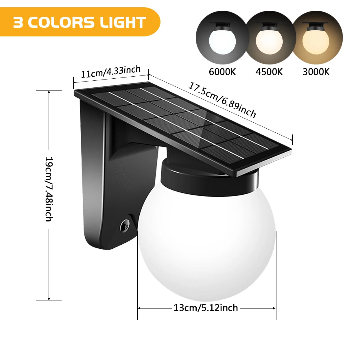 Solar Wall Lights Outdoor Adjustable Brightness Color IP65 Waterproof Solar Bulb Light for Garden Yard Gate and Pathway Lighting