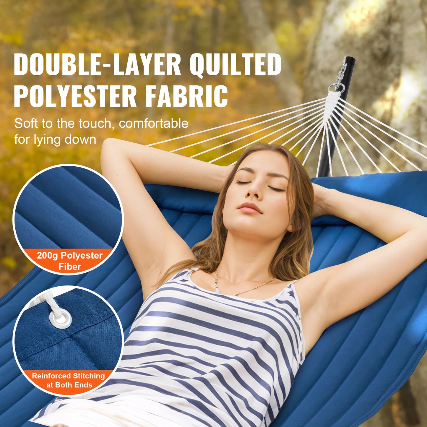 SucceBuy Two Person Hammock With Curved Spreader Bar And Stand