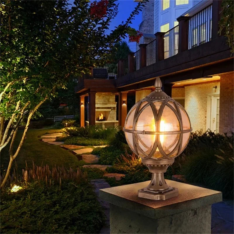ELARA Outdoor Post light Patio Modern LED Round Waterproof Pillar Lighting For Porch Balcony Courtyard Villa