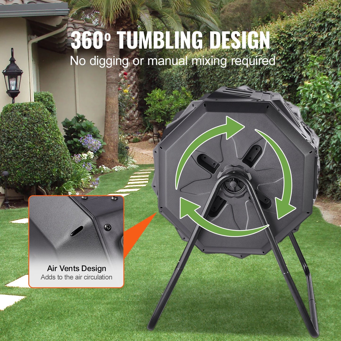 SucceBuy Dual Chamber Tumbling Composter Bin for Garden