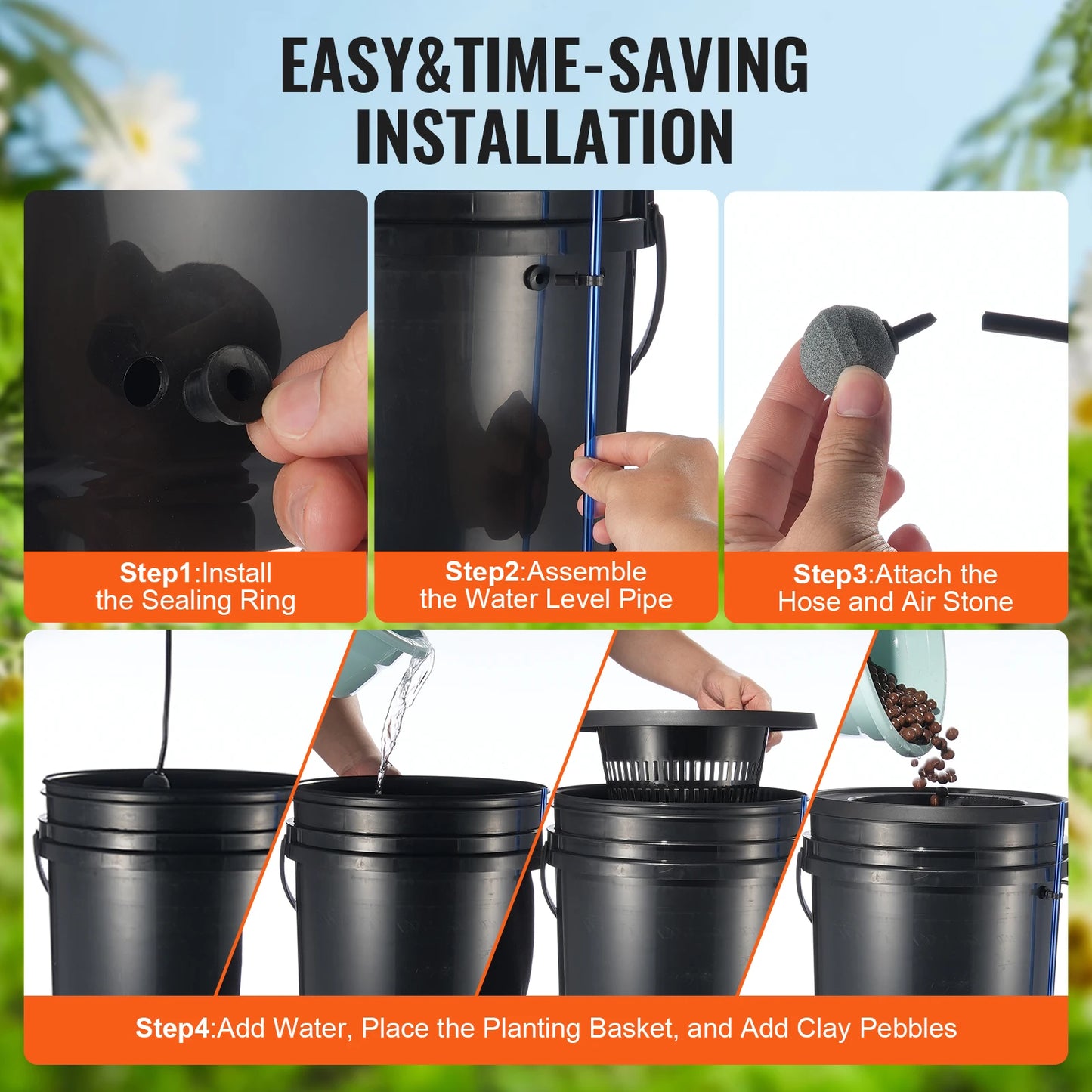 SucceBuy DWC Hydroponics Grow System Top Drip Kit Air Pump
