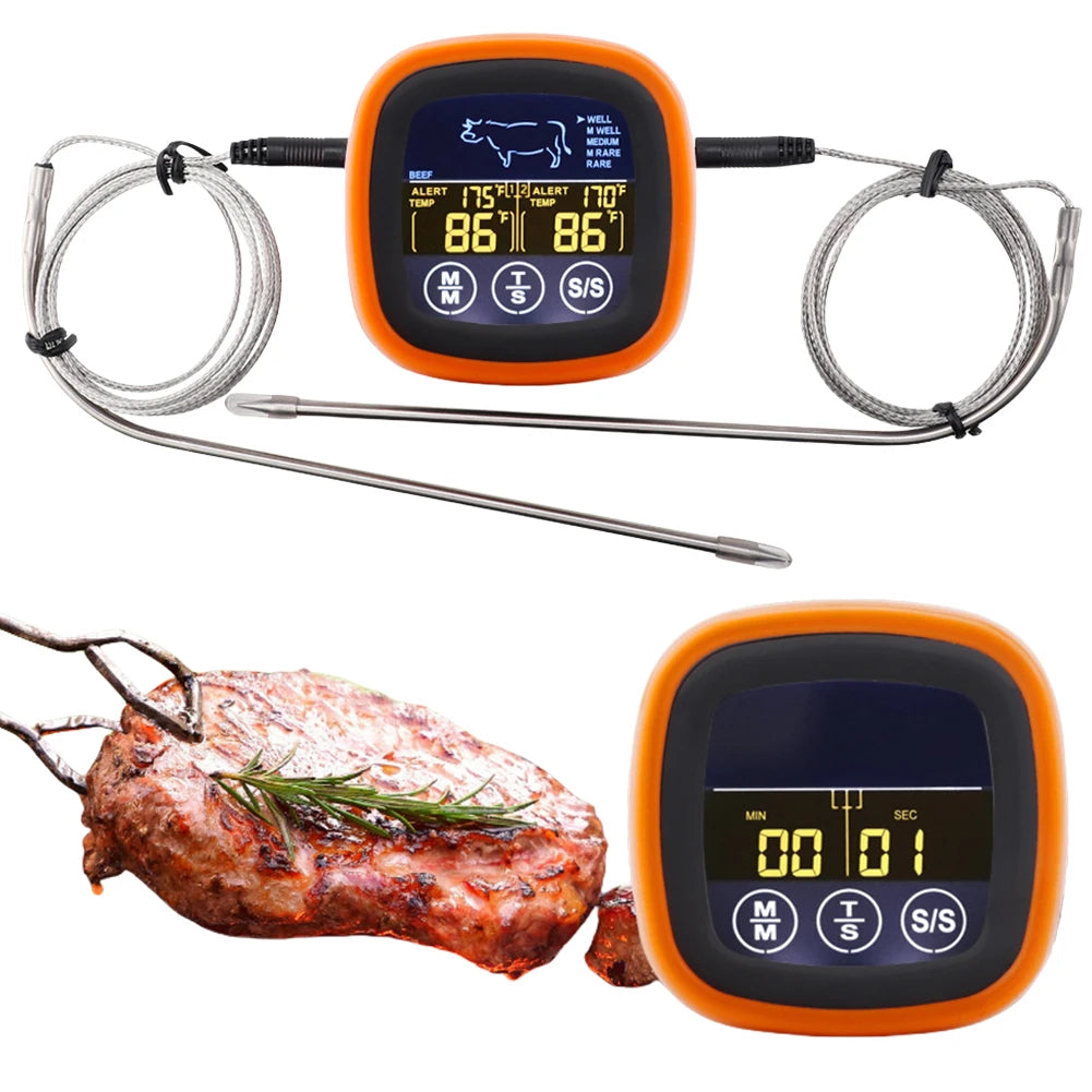 Shunmaii Digital Meat Thermometer With 2 Probes Touch Screen