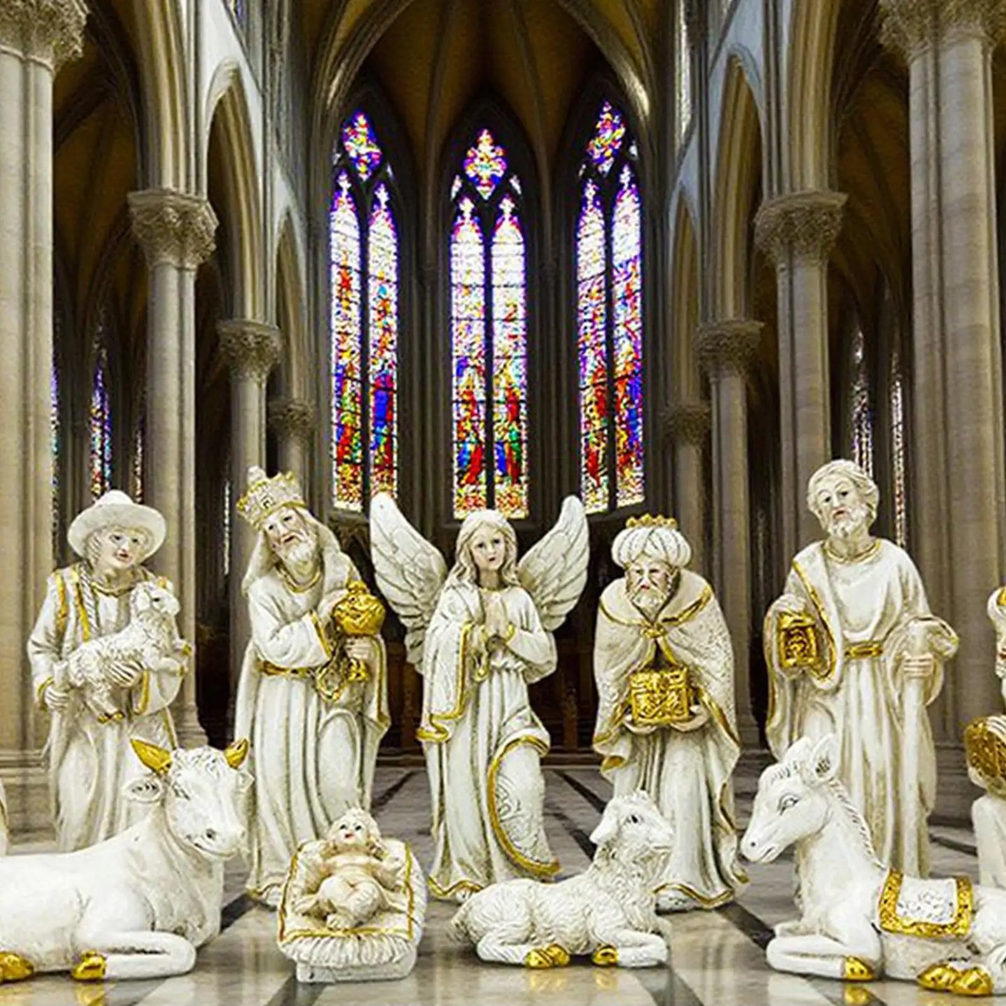 Nativity Set 11-Piece Nativity Scene Set Indoor Christmas Religious Figurine Ornament For Church Holiday Yard Door Kids Home