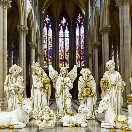 Nativity Set 11-Piece Nativity Scene Set Indoor Christmas Religious Figurine Ornament For Church Holiday Yard Door Kids Home