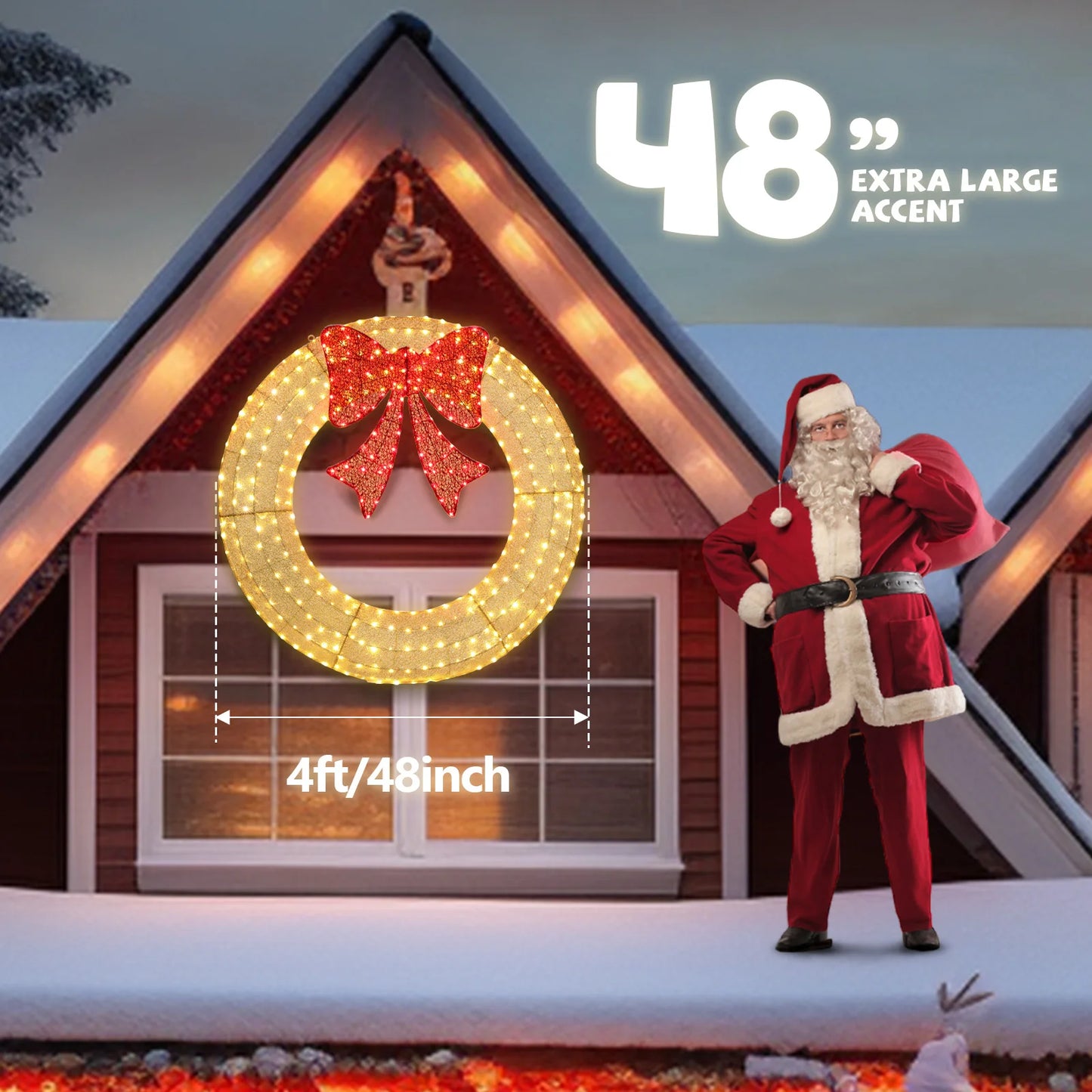 Hign-concerned Outdoor Christmas Wreath Pre-Lit LED Decoration with 315 Lights