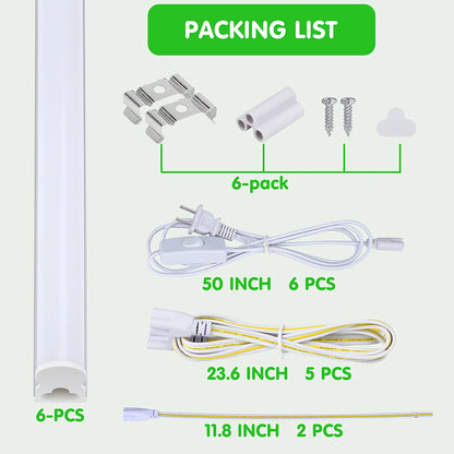 Barrina LED Shop Lights Utility Fixture 6 Pack Super Bright