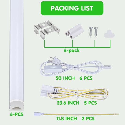 Barrina LED Shop Lights Utility Fixture 6 Pack Super Bright