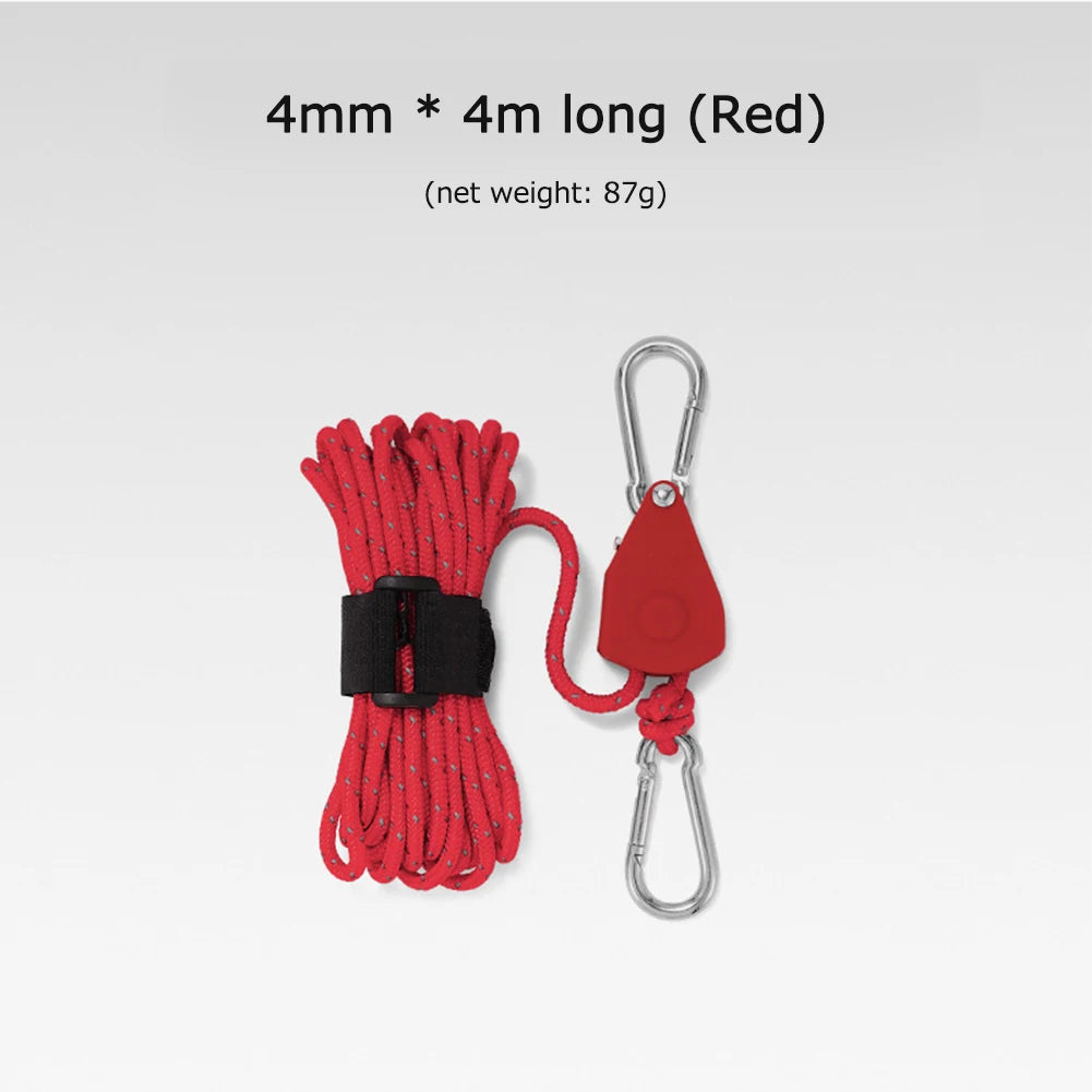 Reflective Nylon Tent Wind Rope Tensioner With Carabiner Adjustable