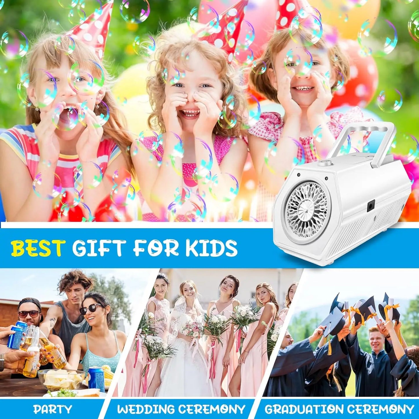 Bubble Machine Rechargeable Bubble Blower For Kids Party