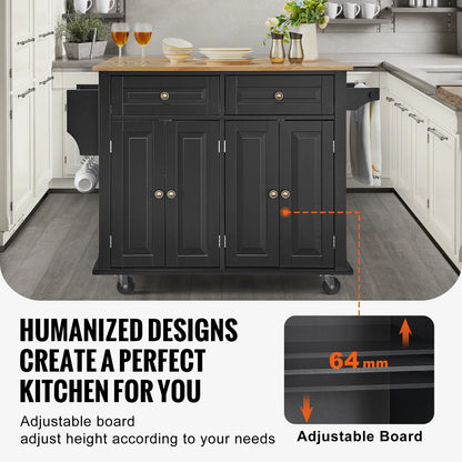 Kitchen Island Cart With Storage Cabinet And Drop Leaf