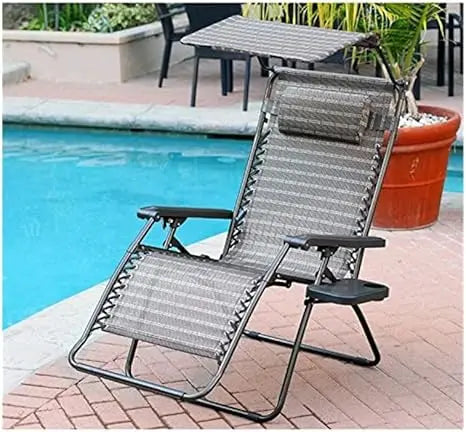 Oversized Zero Mediterranean Mastery Chair with Sunshade & Drink Tray, Black & Tan, 31.1" D x 35.68" W x 44.5" H - Item Weight 2