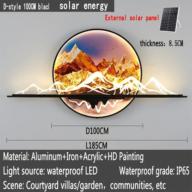 UFULA Solar Outdoor Mural Lamp 1 Meter Diameter Circular Landscape Waterproof Mural  Villa Courtyard Garden Decoration Painting