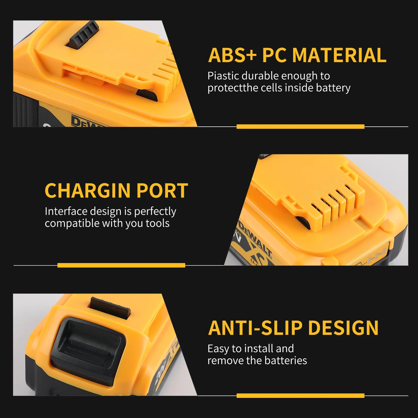 DEWALT DCB206 20V 6.0AH Rechargeable Backup Lithium Battery Packaging, Ideal for All DEWALT 20V Power Tools,Ensuring Performance