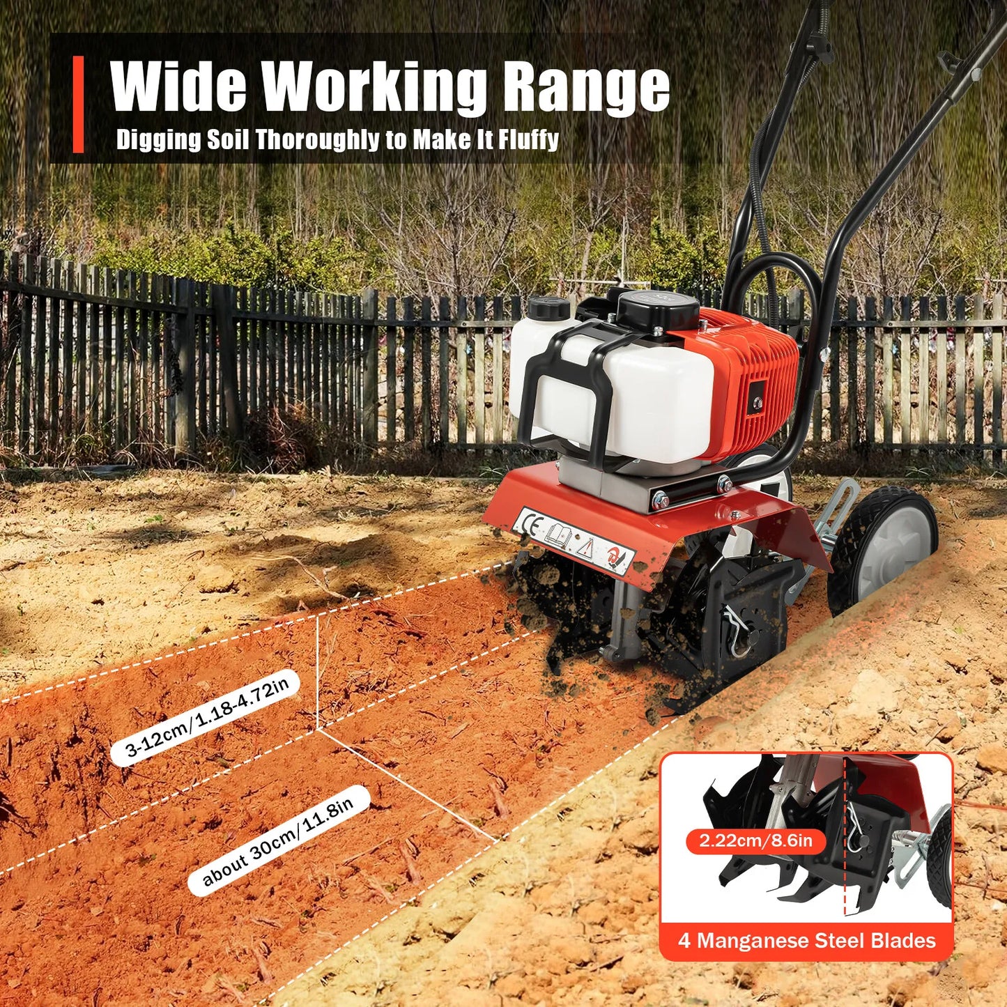 52cc Gas Mini Cultivator For Yard And Garden Tilling