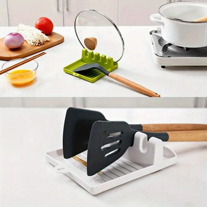 1pc Kitchen Spoon Holders Fork Spatula Rack Shelf Organizer Plastic Spoon Rest Holder Non-slip Spoons Pad
