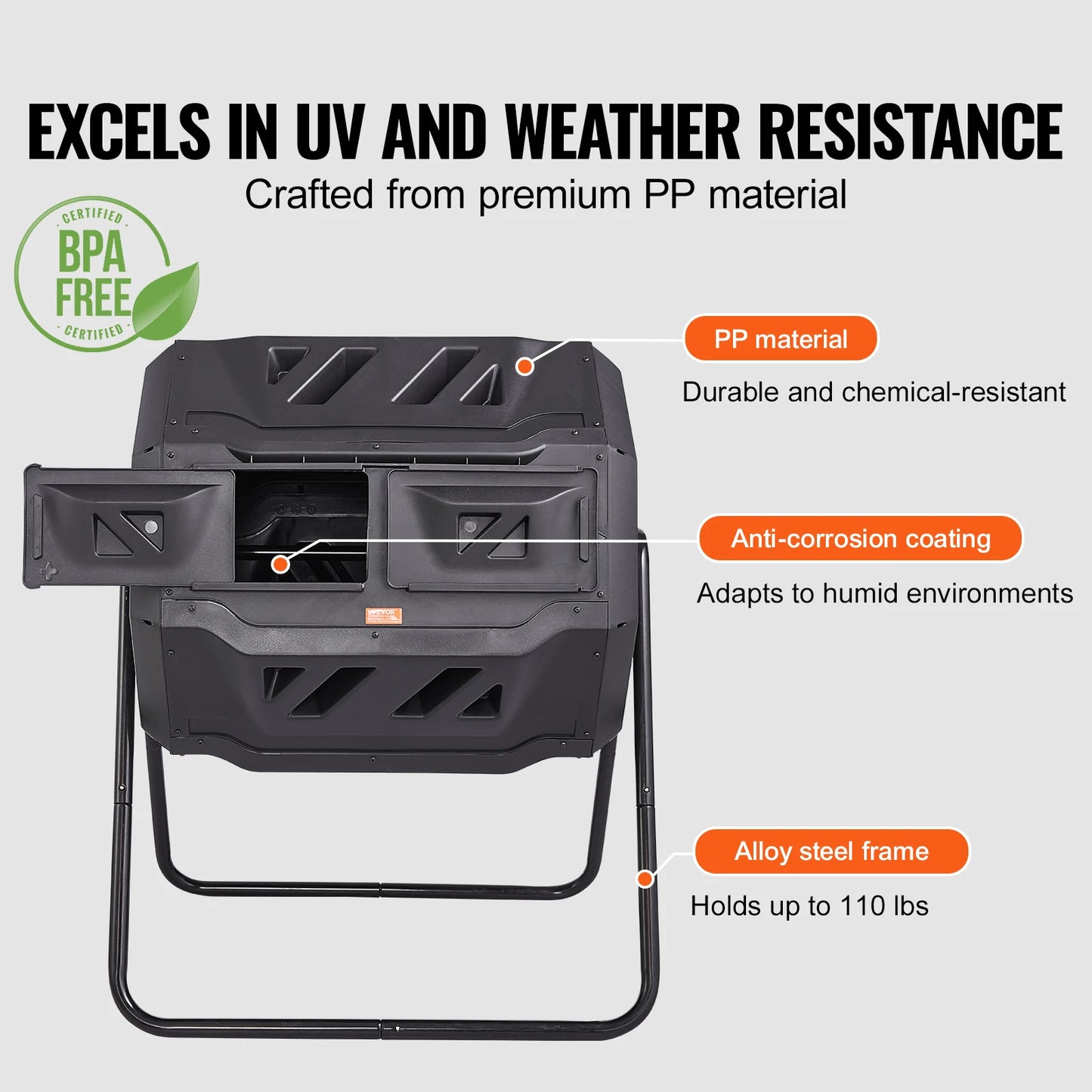 SucceBuy Dual Chamber Tumbling Composter Bin for Garden