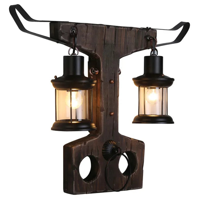 Retro Wooden Wall Lamp for Living Room Wood LED Sconces Cafe Bar Bedroom Bedside Industrial Style Home Decor Wall Light Fixtures